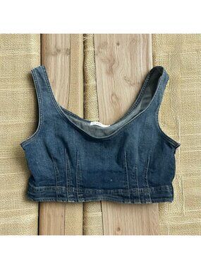 ALC Women's Denim Stitched Crop Tank Top Size 8